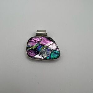 Mexico 925 Sterling Silver Dichroic Glass Statement Pendant 15g PreOwned